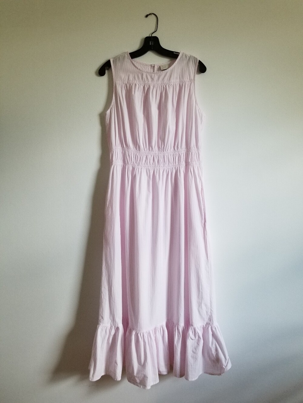 a new day Light Pink  and White Stripes Sleeveless Maxi Dress with Ruffle Hem